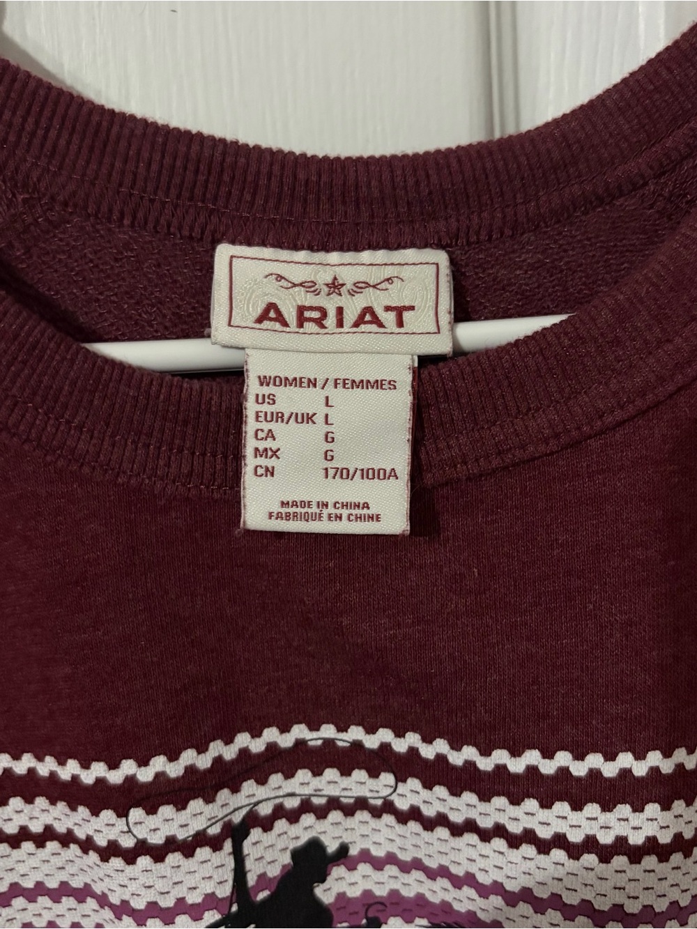 Ariat Western Cowgirl Graphic Sweatshirt Burgundy Size Large - Picture 2 of 3